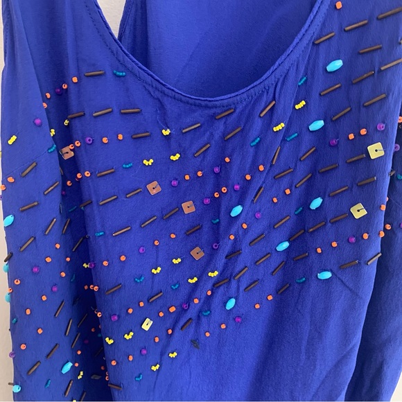 Anthropologie Fei 100% Silk Beaded Embellished Racerback Tank Top - Picture 10 of 10